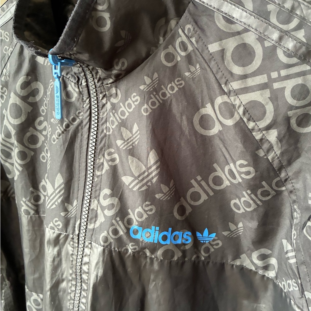 Adidas Black Performance Jacket with Blue Accents - Picture 2 of 3